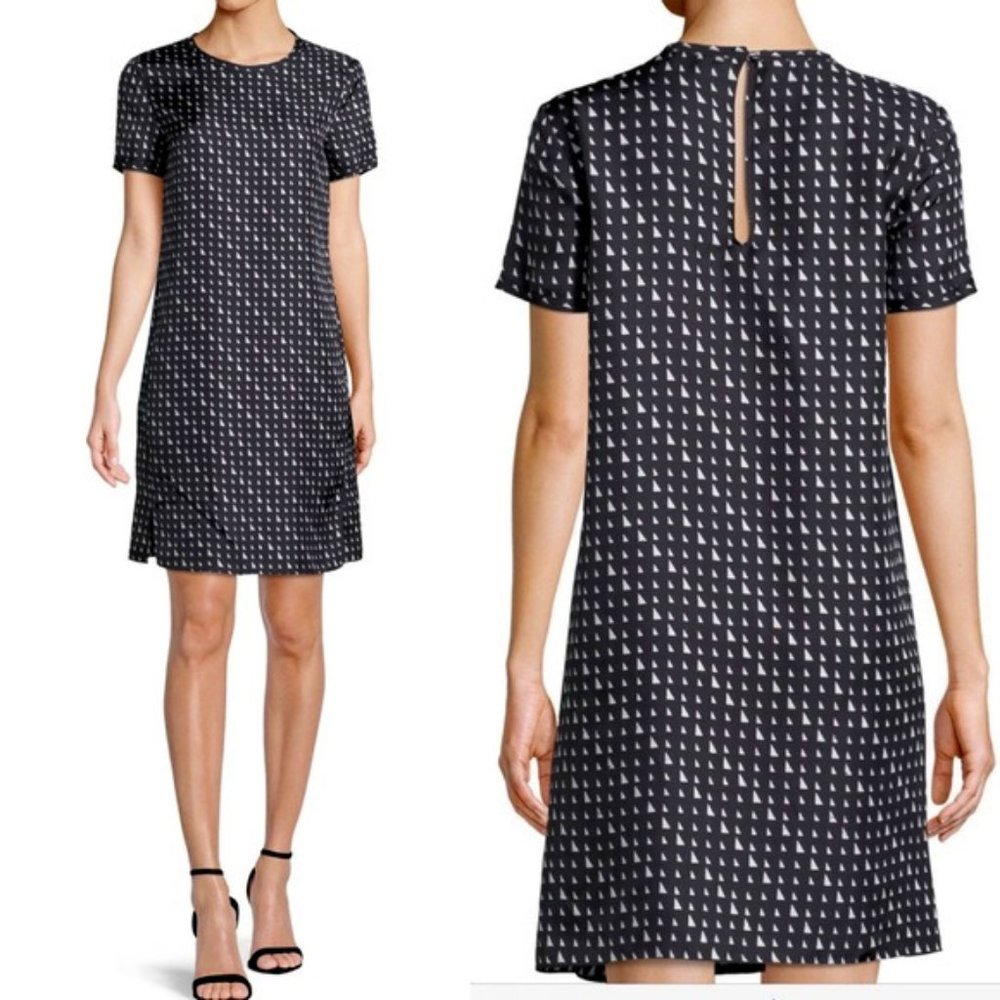 Theory Silk Tee Dress Triangle Stripe print